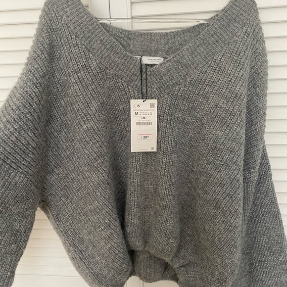 Grey knit slouchy Zara sweater - Picture 2 of 7